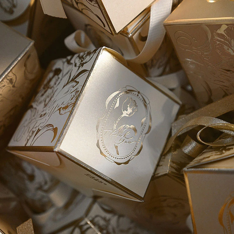 French Sugar Box Light Luxury Golden Candy Champagne Color Wedding Candy Box Wedding Accompanying Paper Gift Box